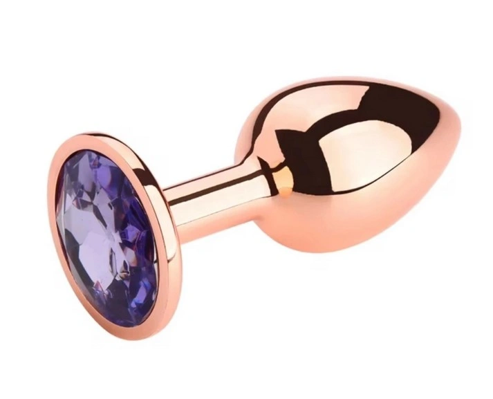 Dop Anal Charm Anal Plug Small, Rose Gold, Piatra Mov, Passion Labs