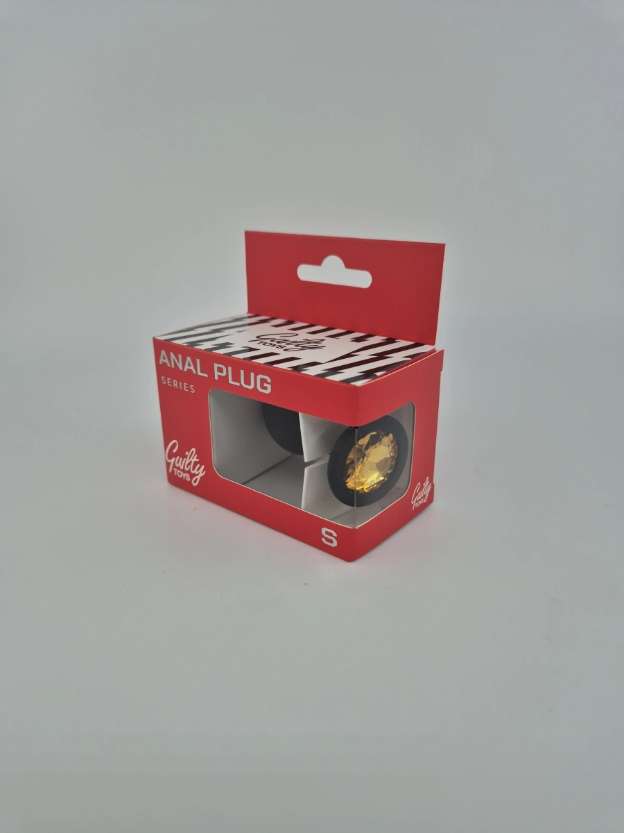 Dop Anal Silicone Buttplug Small, Negru/Portocaliu, Guilty Toys, Nr. 2, Erotic24.ro