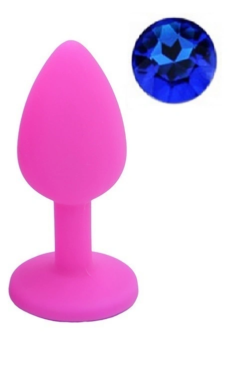 Dop Anal Silicone Buttplug Small, Roz/Albastru Inchis, Guilty Toys