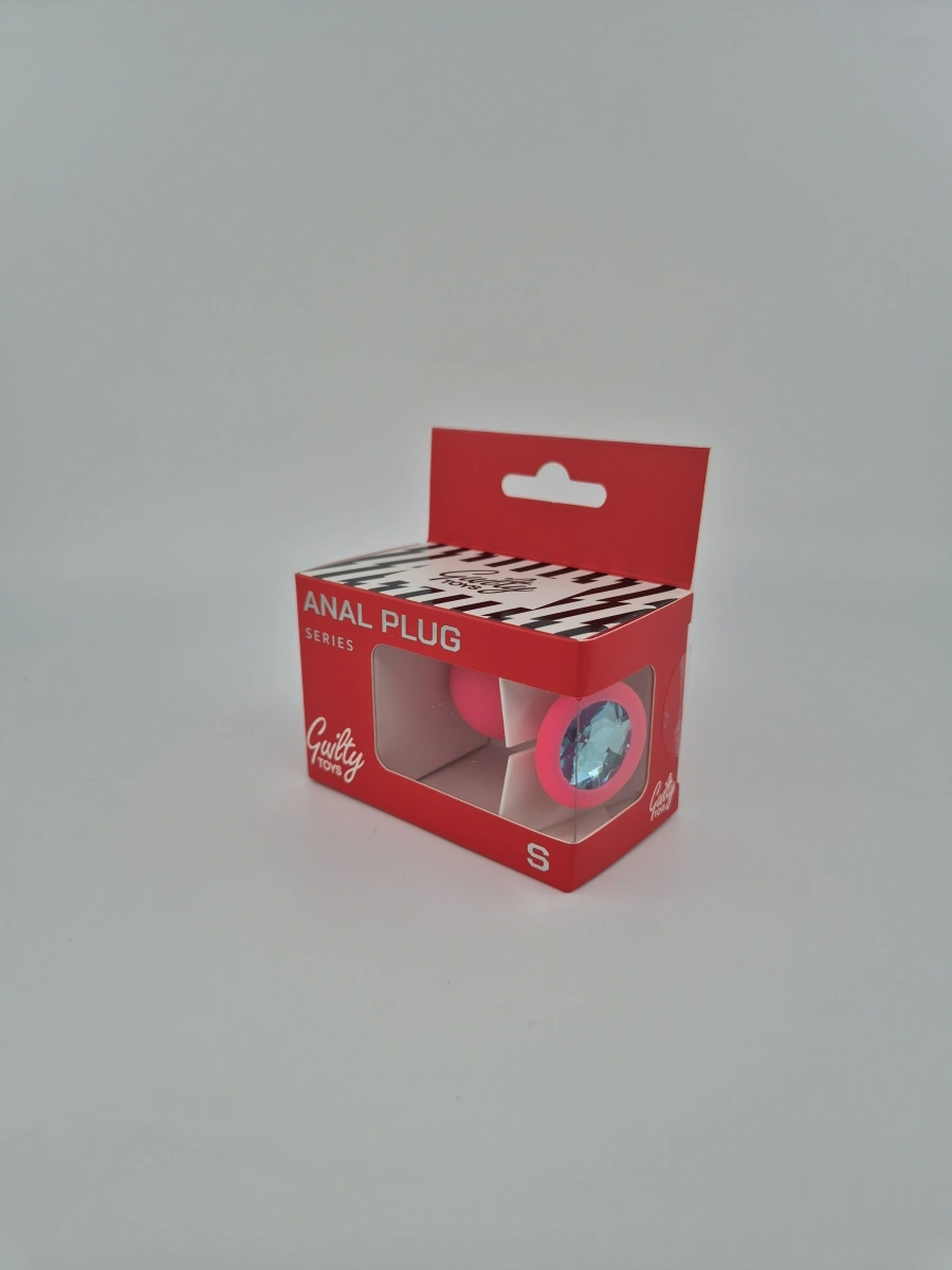 Dop Anal Silicone Buttplug, Small, Roz/Albastru Deschis, Guilty Toys, #2, Erotic24.ro
