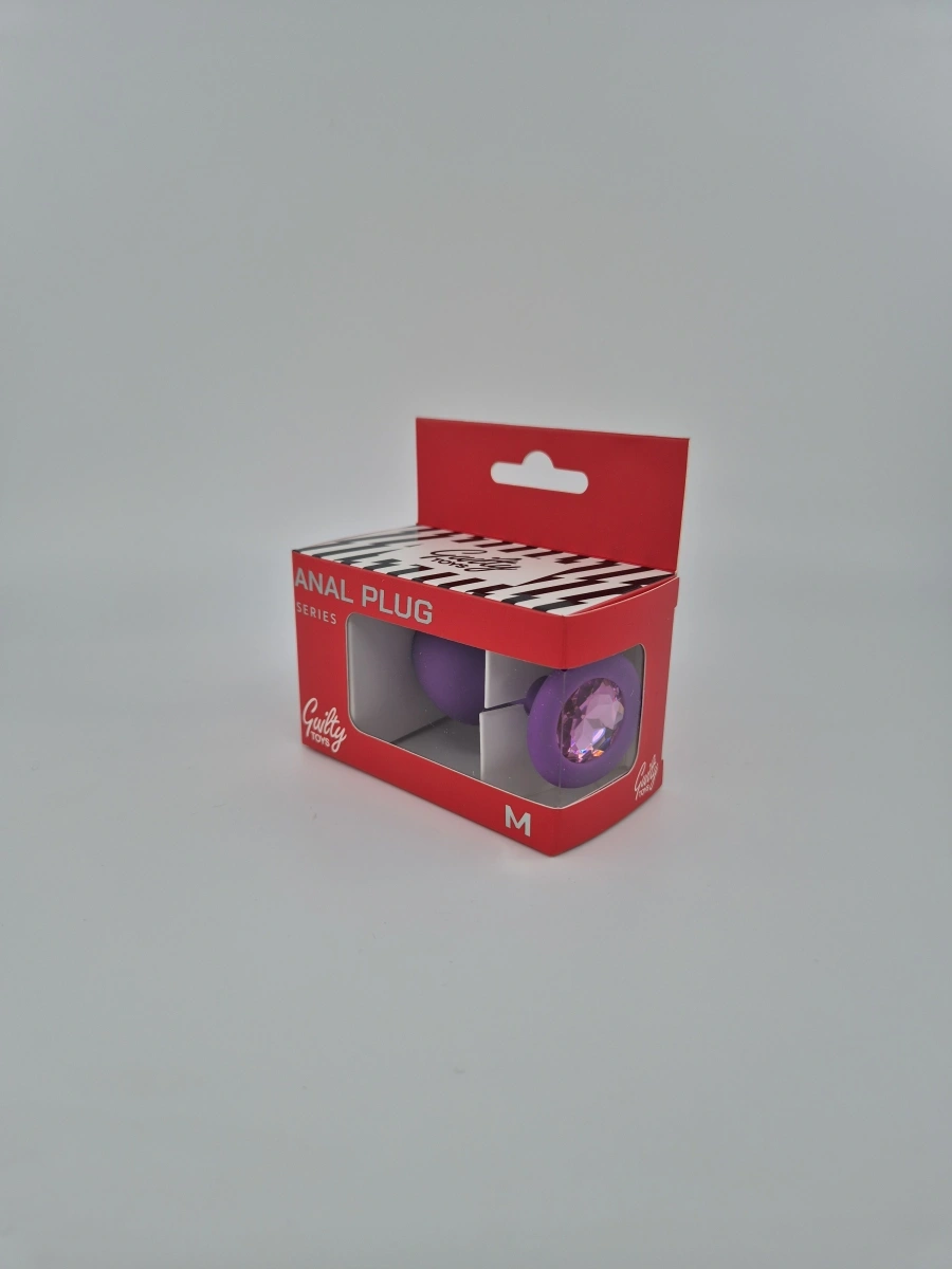 Dop Anal Silicone Buttplug, Medium, Mov/Roz, Guilty Toys, #2, Erotic24.ro