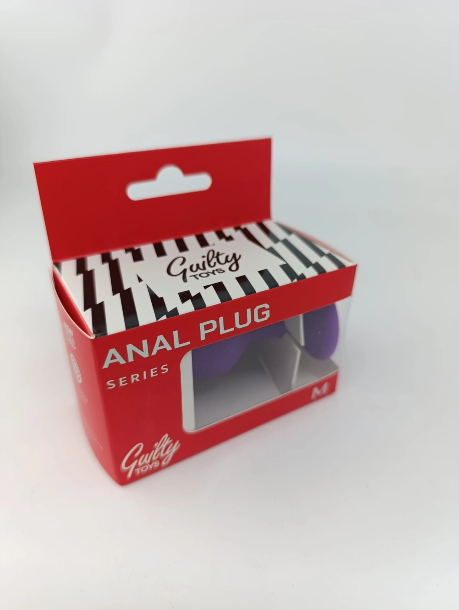 Dop Anal Silicone Buttplug, Medium, Mov/Negru, Guilty Toys, Nr. 2, Erotic24.ro