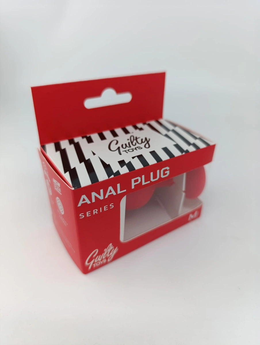 Dop Anal Silicone Buttplug, Medium, Rosu/Mov, Guilty Toys, Nr. 4, Erotic24.ro