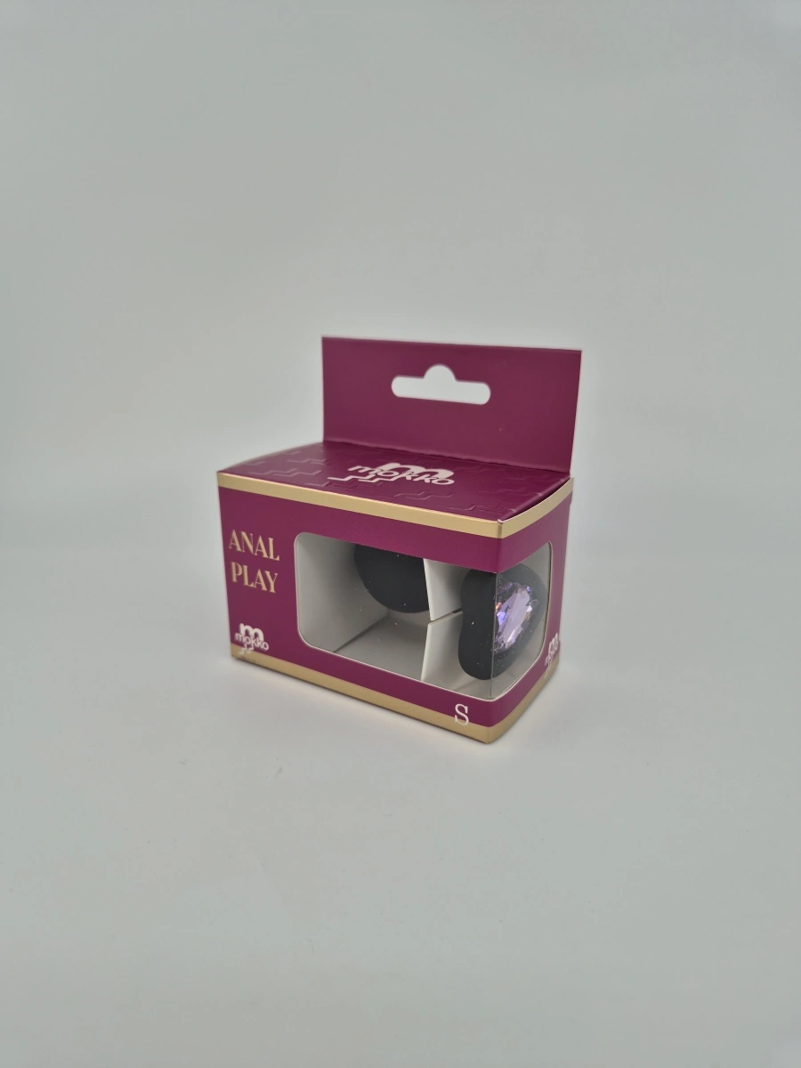 Dop Anal Brighty, Small Silicon Negru/Mov Deschis Mokko Toys, #3, Erotic24.ro