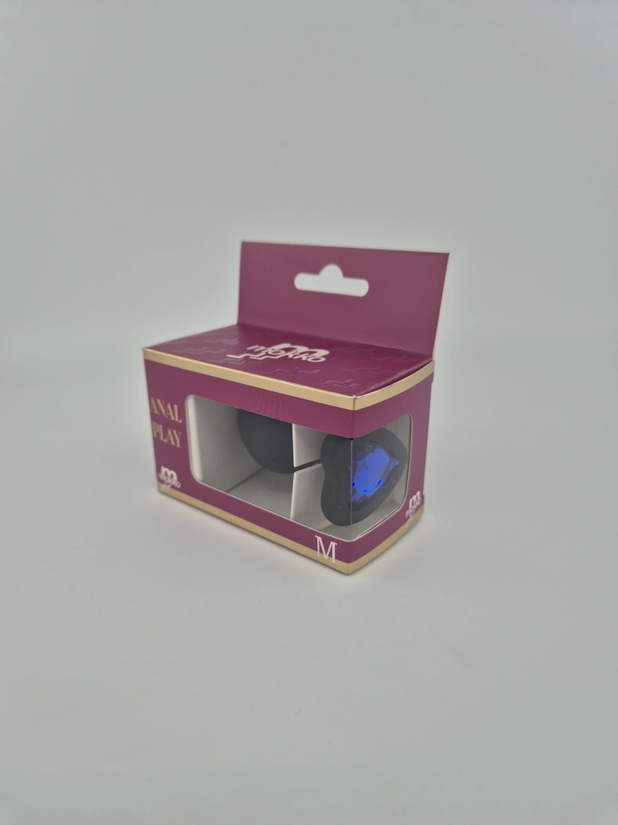 Dop Anal Brighty, Medium, Silicon, Negru/Albastru, Mokko Toys, #2, Erotic24.ro