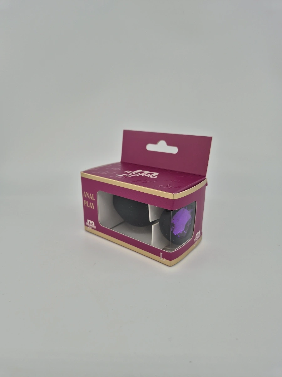 Dop Anal Brighty, Large, Silicon, Negru/Mov, Mokko Toys, #3, Erotic24.ro