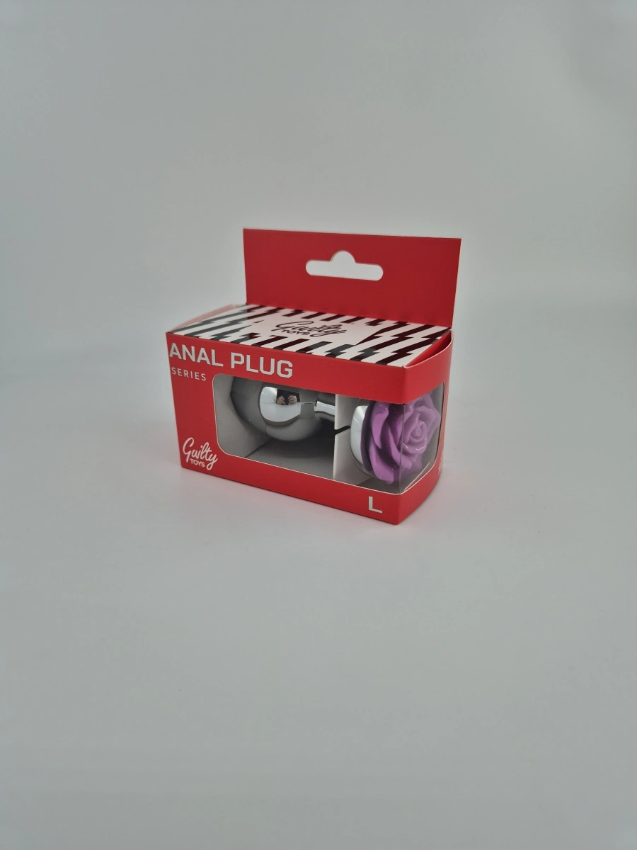 Dop Anal Rose Pleasure Large, Argintiu/Mov, Guilty Toys, #2, Erotic24.ro