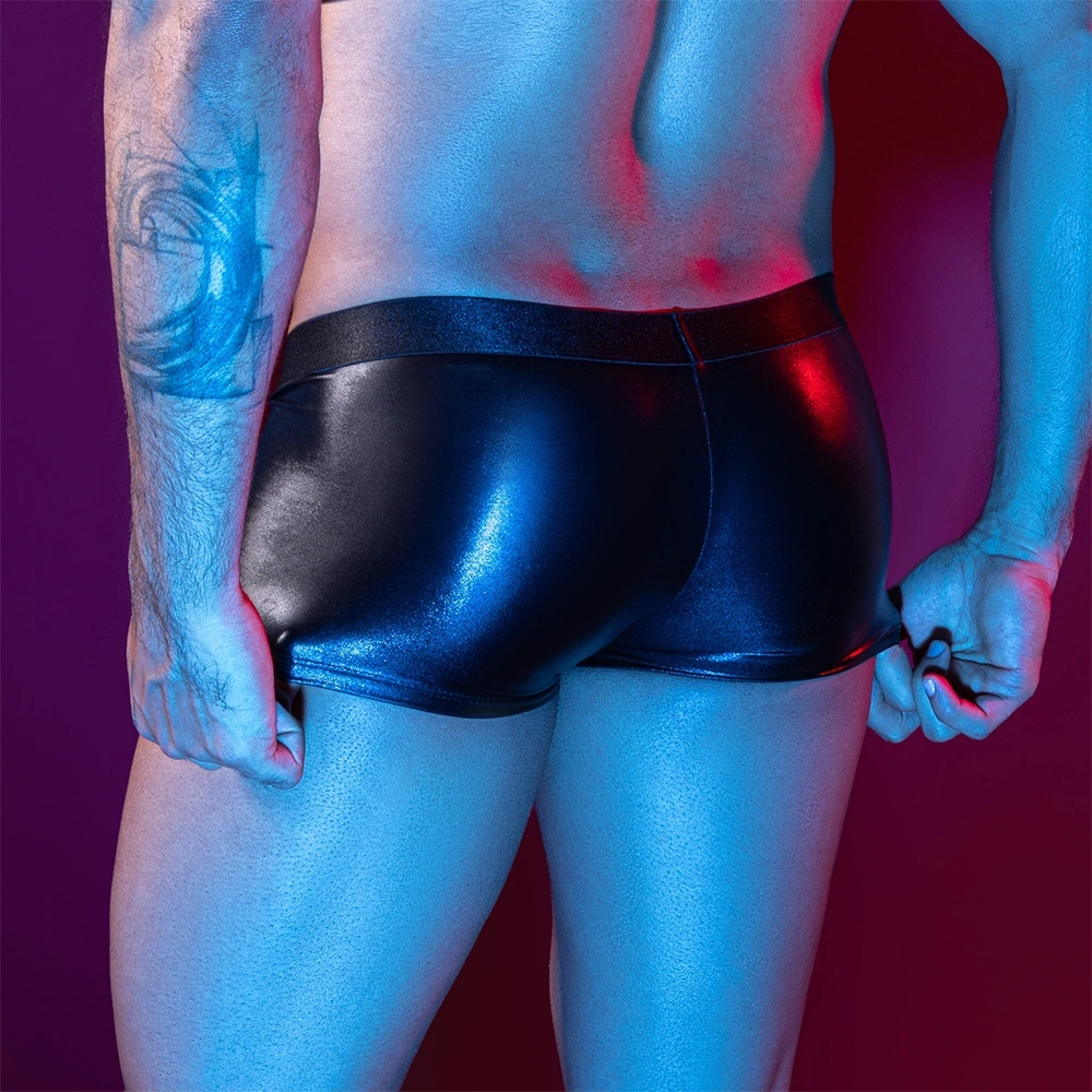 Boxeri Barbati Aspect Wetlook, Negru, S/M, Nr. 2, Erotic24.ro