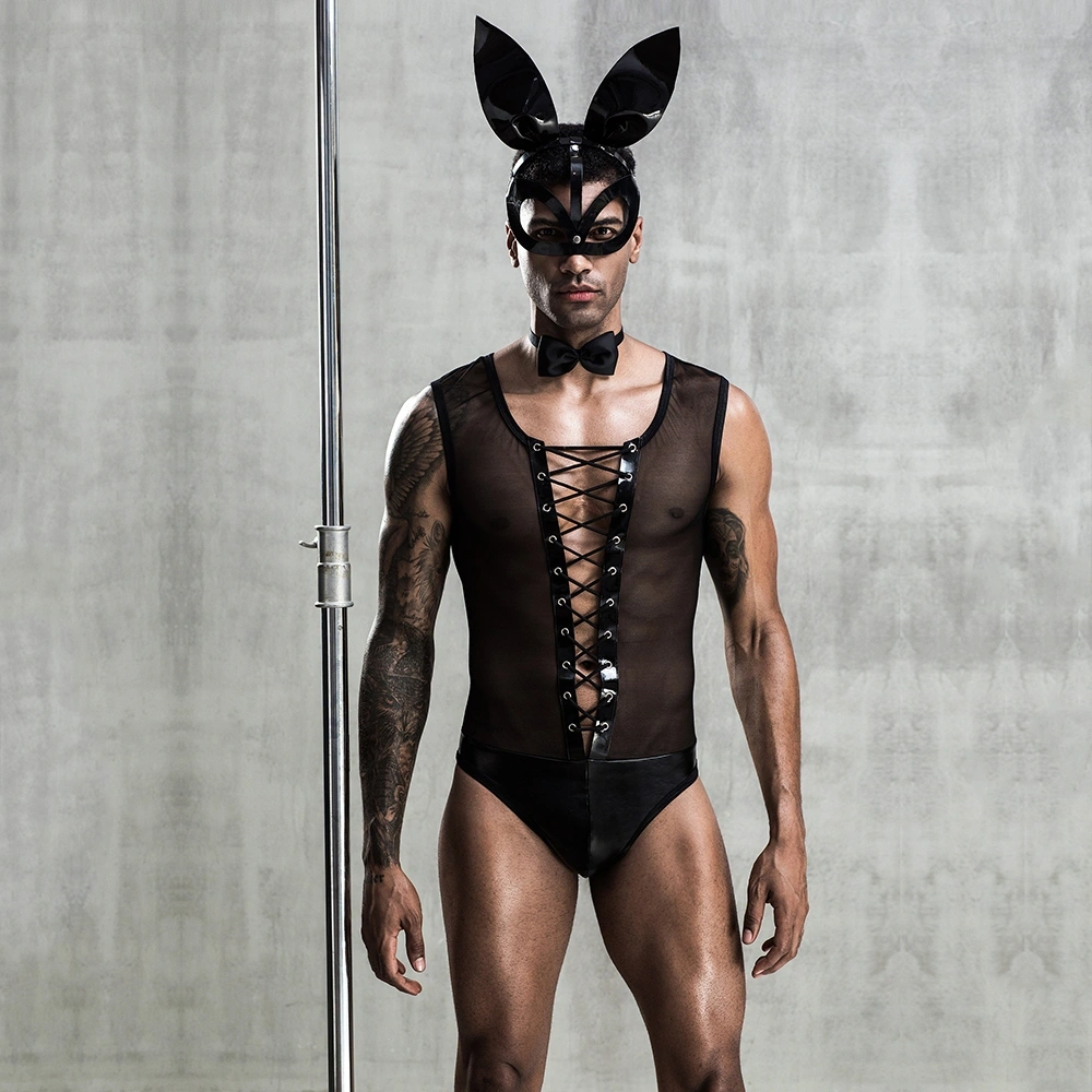 Costumatie Sexy 3 Piese Bunny Man, Negru, S-L