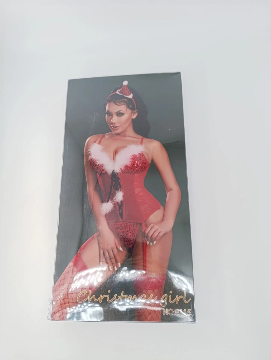 Set Lenjerie 4 Piese Sparkle Christmas, Rosu, S/M, #6, Erotic24.ro