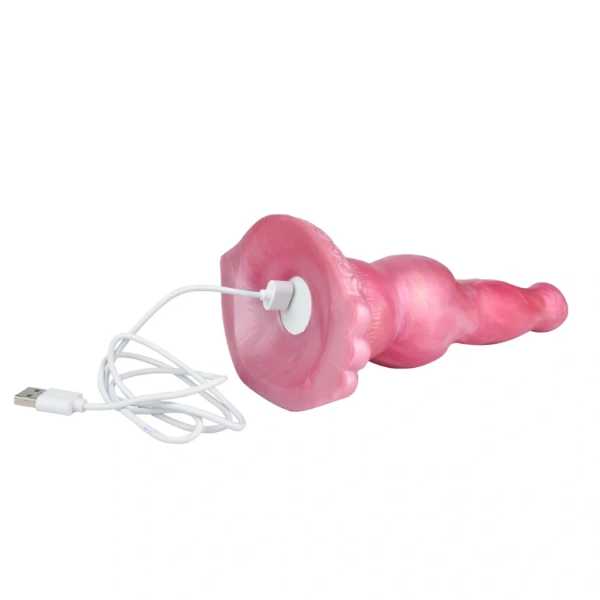 Vibrator Thrusting Werewolf, Remote Control, 10 Moduri Stimulatoare, Silicon Lichid, USB, Roz, 24 cm, #3, Erotic24.ro