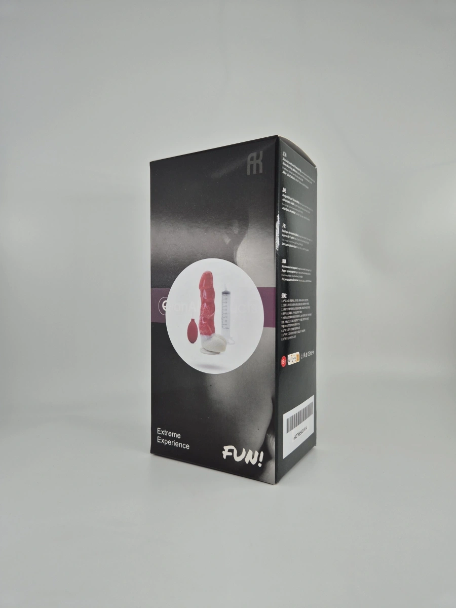 Dildo cu Ejaculare Wild Beast, Silicon Lichid, Rosu/Alb, 22.7 cm, Nr. 2, Erotic24.ro