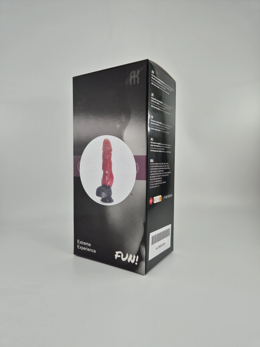 Dildo Wild Beast, Silicon Lichid, Rosu/Negru, 22.7 cm, #2, Erotic24.ro