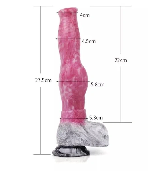 Dildo Wild Dog, Silicon Lichid, Roz/Gri, 28 cm, #2, Erotic24.ro
