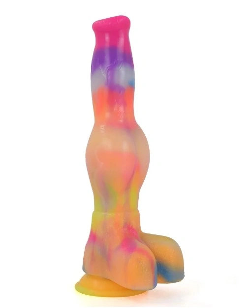 Dildo Luminous Wild Dog, Fosforescent, Silicon Lichid, 28 cm