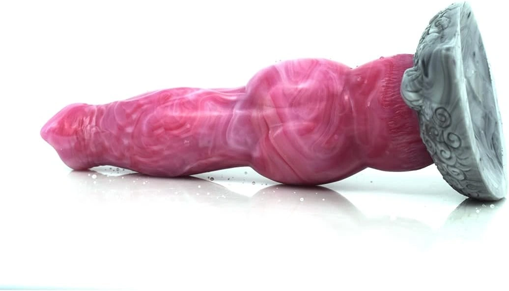 Dildo Savage Dog, Silicon Lichid, Roz/Gri, 21.5 cm, Nr. 5, Erotic24.ro