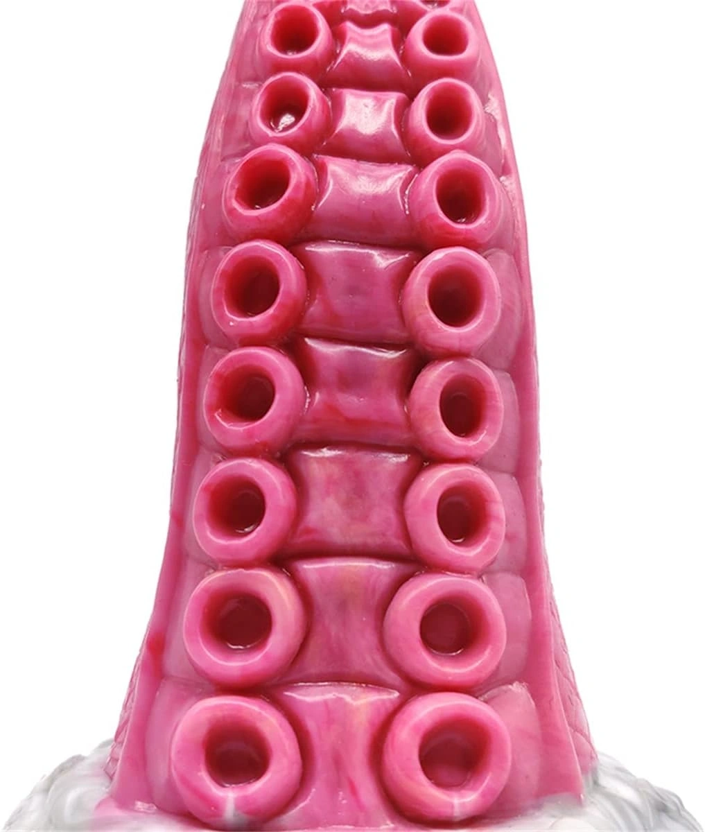 Dildo Kraken, Silicon Lichid, Roz/Gri, 23 cm, #4, Erotic24.ro