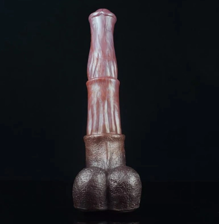 Dildo Stallion, Silicon Lichid, Roz/Maro, 25.5 cm, Nr. 3, Erotic24.ro