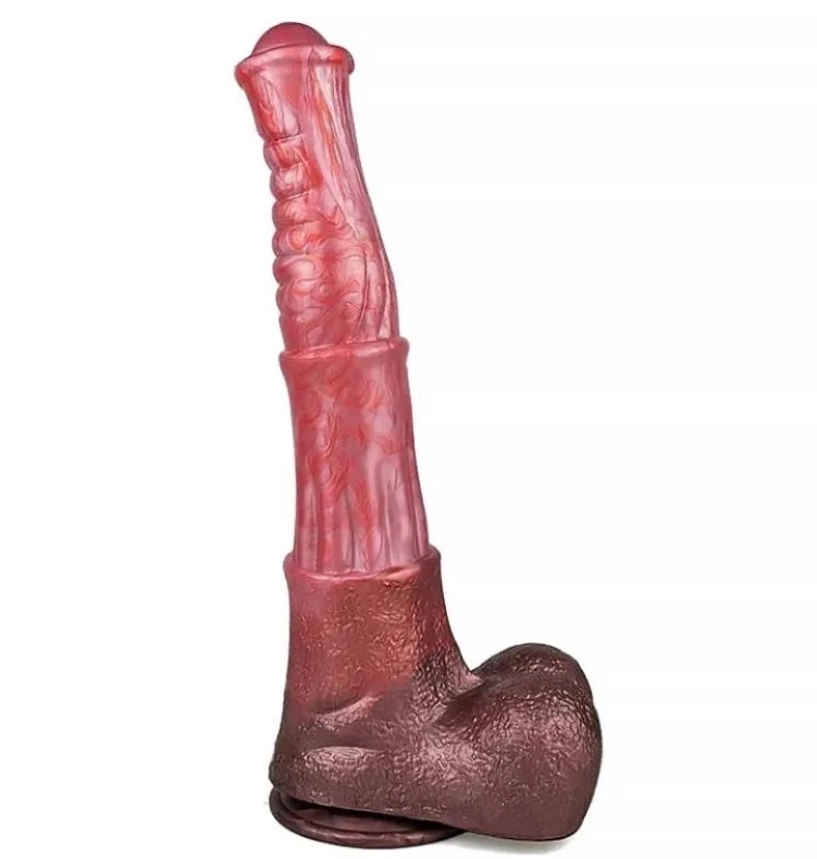 Dildo Stallion, Silicon Lichid, Roz/Maro, 25.5 cm, Nr. 2, Erotic24.ro