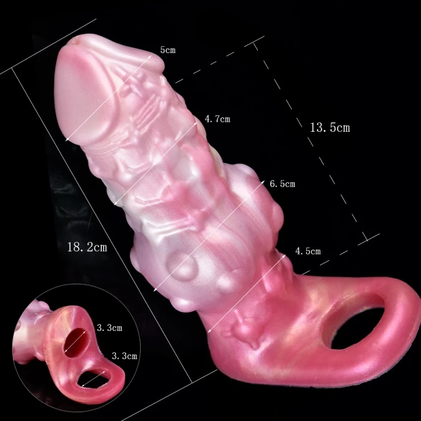 Prelungitor Penis Monster, Silicon Lichid, Roz, 18.2 cm, #4, Erotic24.ro