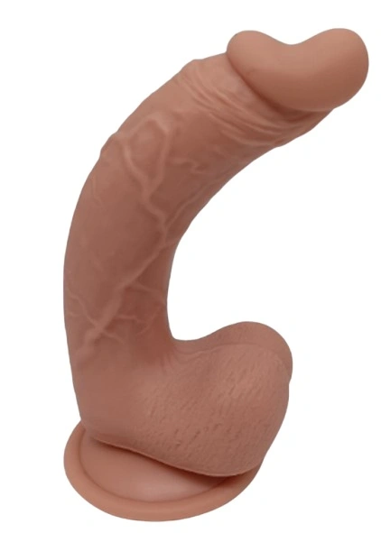 Dildo Curbat Arryn, Baza cu Ventuza, Silicon Lichid, Natural, 20 cm, Passion Labs