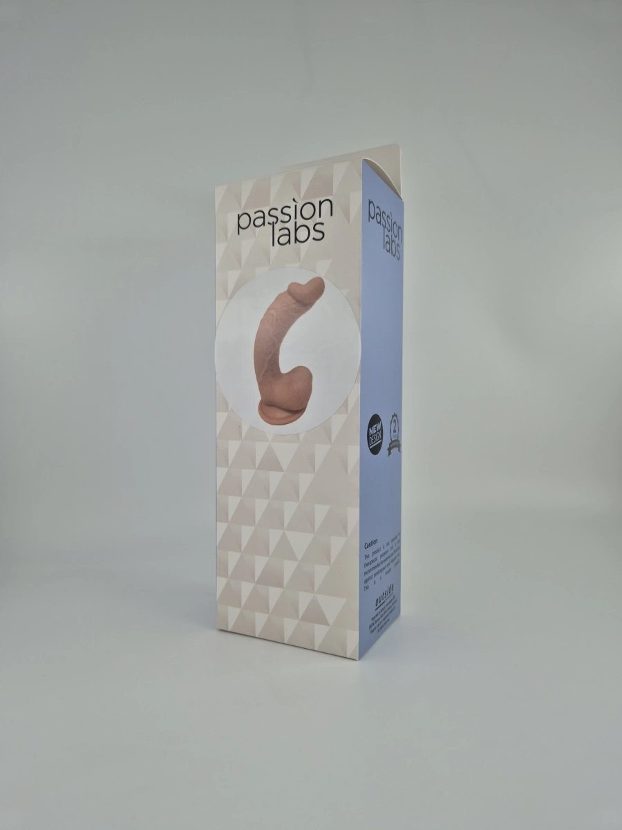 Dildo Curbat Arryn, Baza cu Ventuza, Silicon Lichid, Natural, 20 cm, Passion Labs, Nr. 2, Erotic24.ro