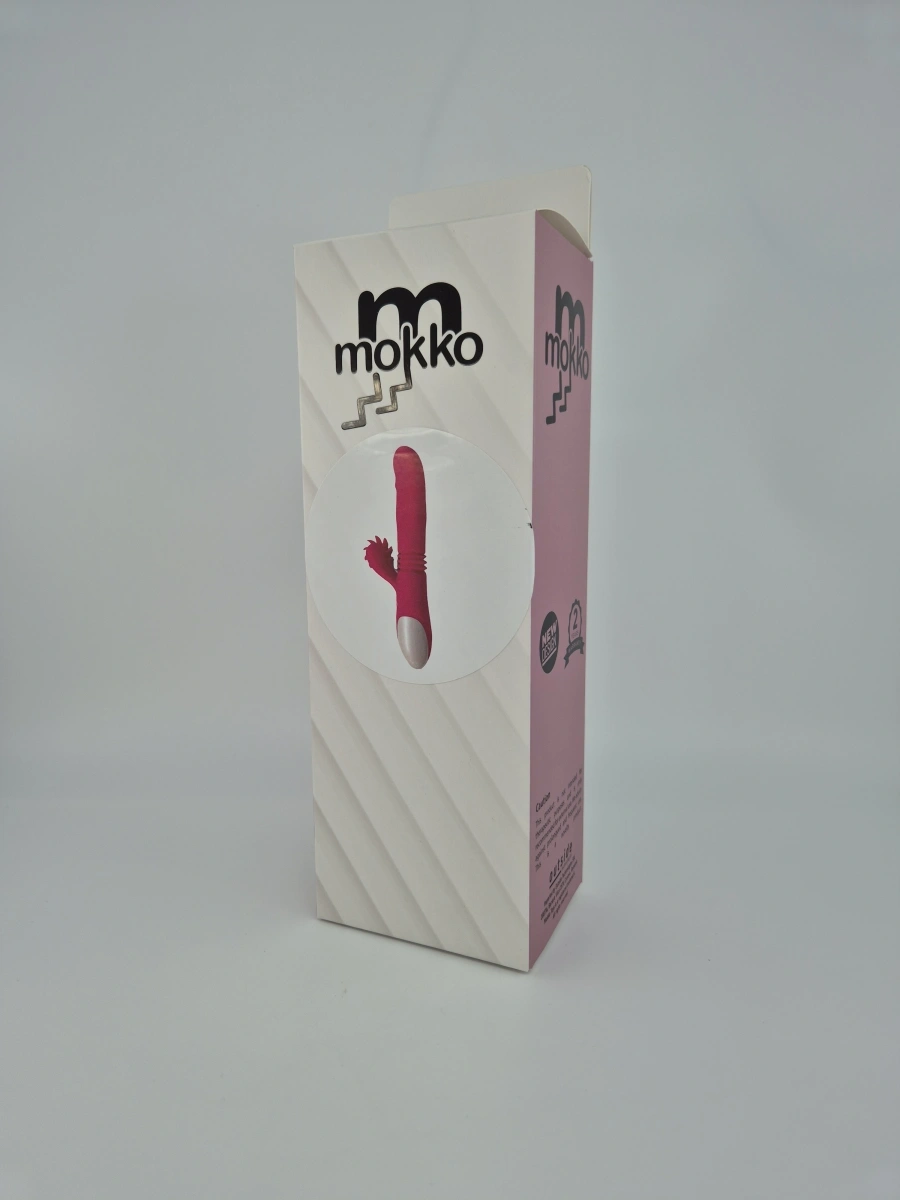 Vibrator Triple Power, Vibrating-Thrusting-Licking, Silicon, USB, Roz, 24 cm, Mokko Toys, #3, Erotic24.ro