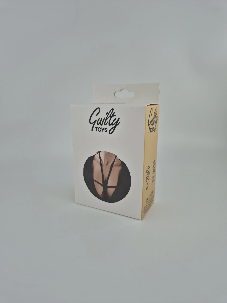 Top Harness Patricia Elastic si Reglabil, Aspect Mat, Negru, XS-L, Guilty Toys, Nr. 2, Erotic24.ro