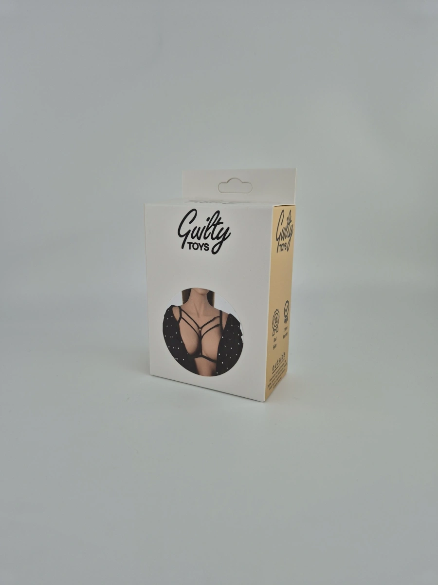 Top Harness Ina Elastic si Reglabil, Aspect Mat, Negru, XS-L, Guilty Toys, #2, Erotic24.ro