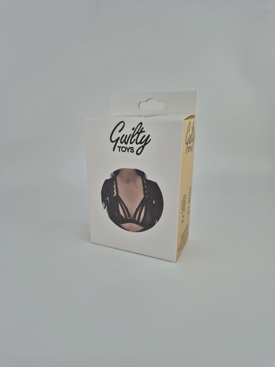 Sutien Harness Marra, Elastic si Ajustabil, Aspect Lucios, Negru, XS-L, Guilty Toys, #2, Erotic24.ro