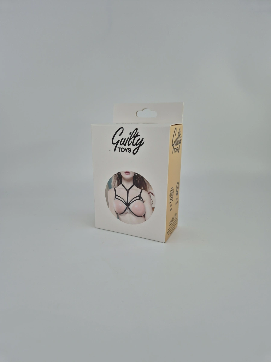 Top Harness Tina Elastic si Reglabil, Aspect Lucios, Negru, XS-L, Guilty Toys, #2, Erotic24.ro