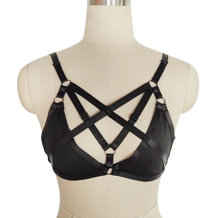 Top Harness Denisse Elastic si Reglabil, Aspect Lucios, Negru, XS-L, Guilty Toys