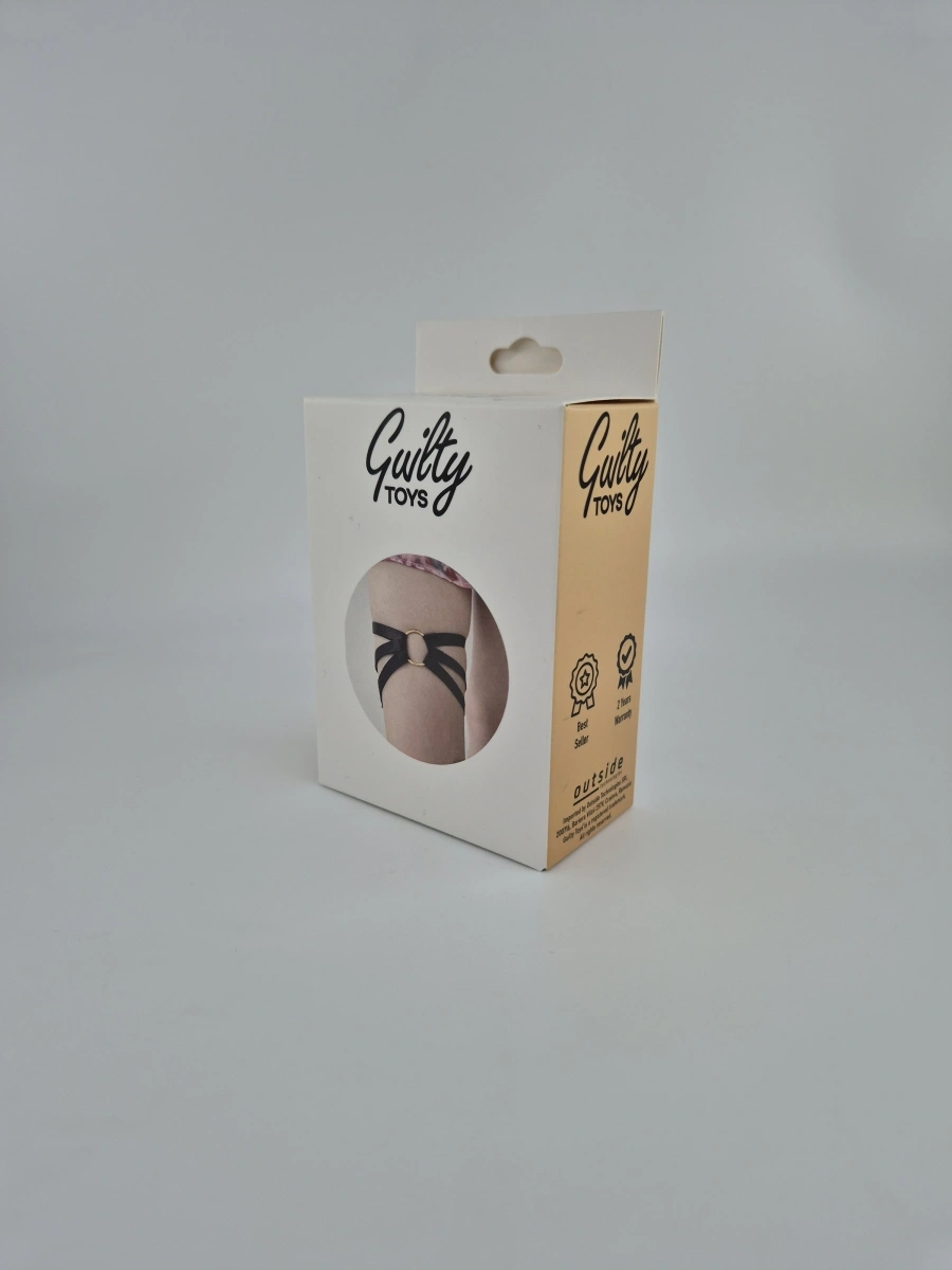 Banda Elastica pentru Coapsa, Aspect Lucios, Negru, XS-L, Guilty Toys, #2, Erotic24.ro