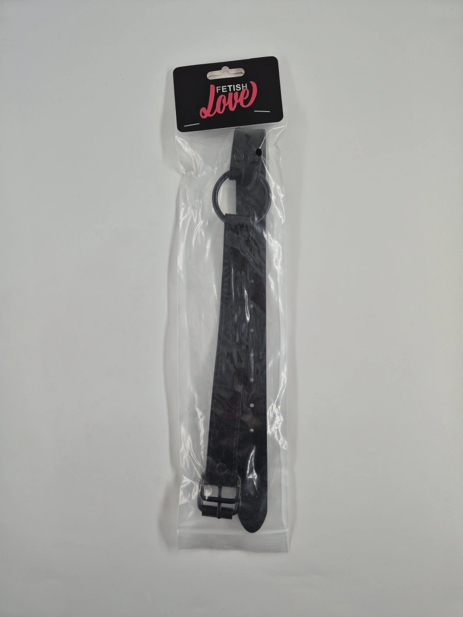 Calus Fetish Love Open Mouth cu Inel Metalic, Negru, #2, Erotic24.ro