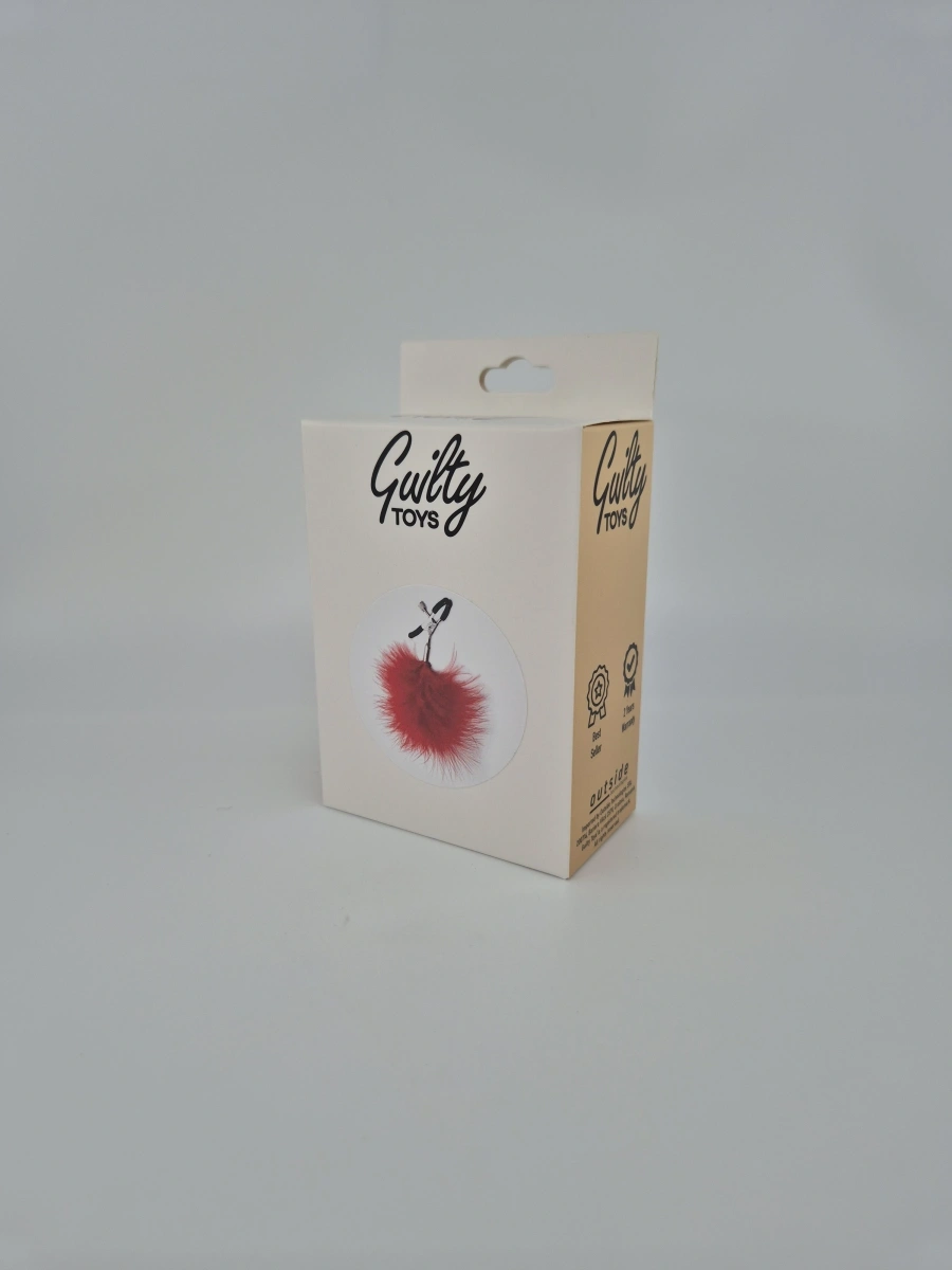 Clame pentru Sfarcuri cu Puf Rosu Guilty Toys, Nr. 3, Erotic24.ro