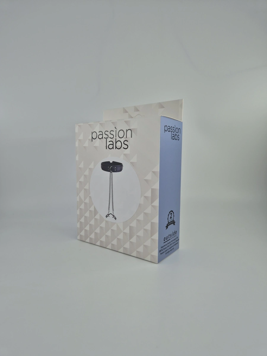 Zgarda cu Clame pentru Sfarcuri si Lant, Negru, Passion Labs, Nr. 2, Erotic24.ro