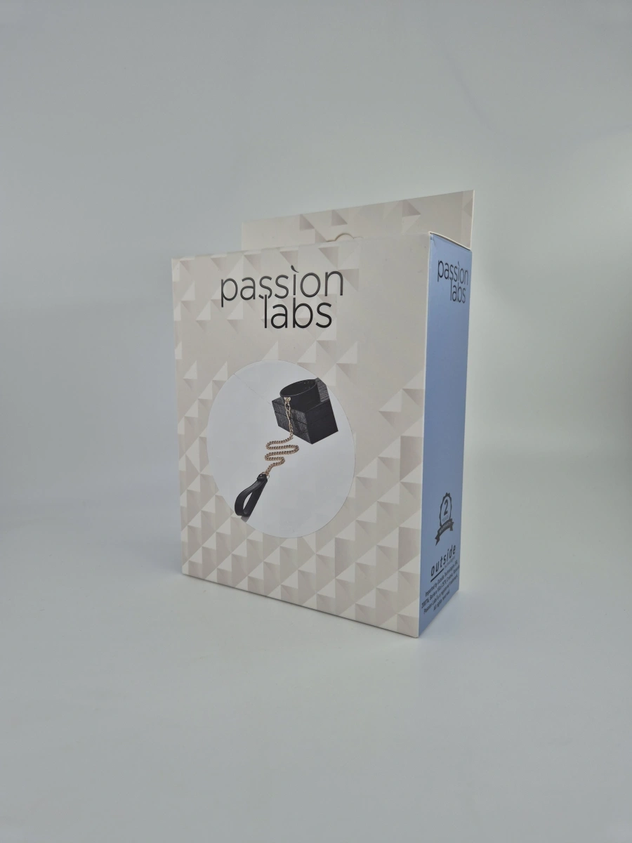 Set Zgarda si Lesa Tight Me, Negru/Auriu, Passion Labs, Nr. 2, Erotic24.ro