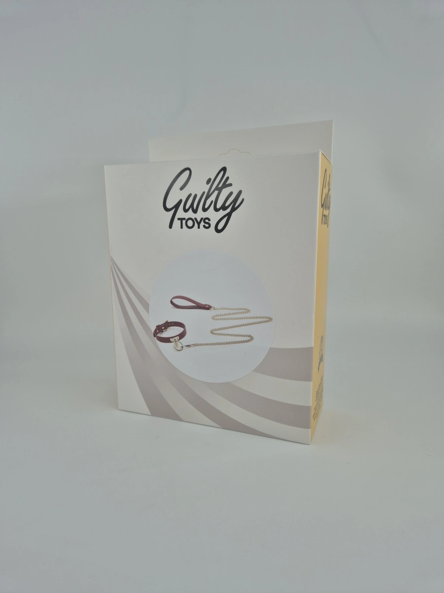 Set Luxury Zgarda si Lesa, Rosu/Auriu, Guilty Toys, #2, Erotic24.ro