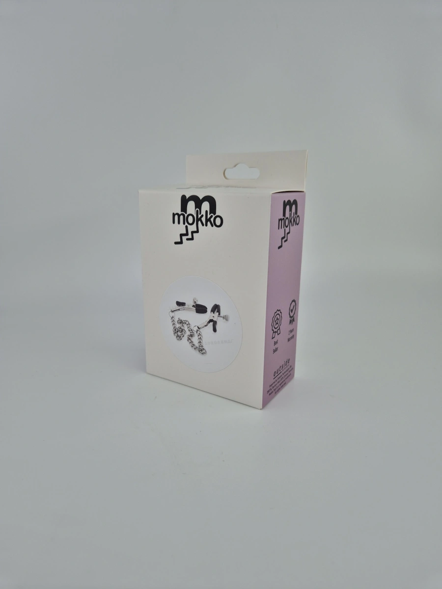 Clame Sfarcuri cu Lant Gros, Argintiu/Negru, Mokko Toys, #2, Erotic24.ro