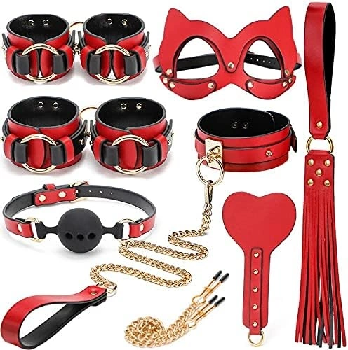 Set BDSM Luxury Cat Woman 8 Piese, Rosu/ in SexShop KUR Romania