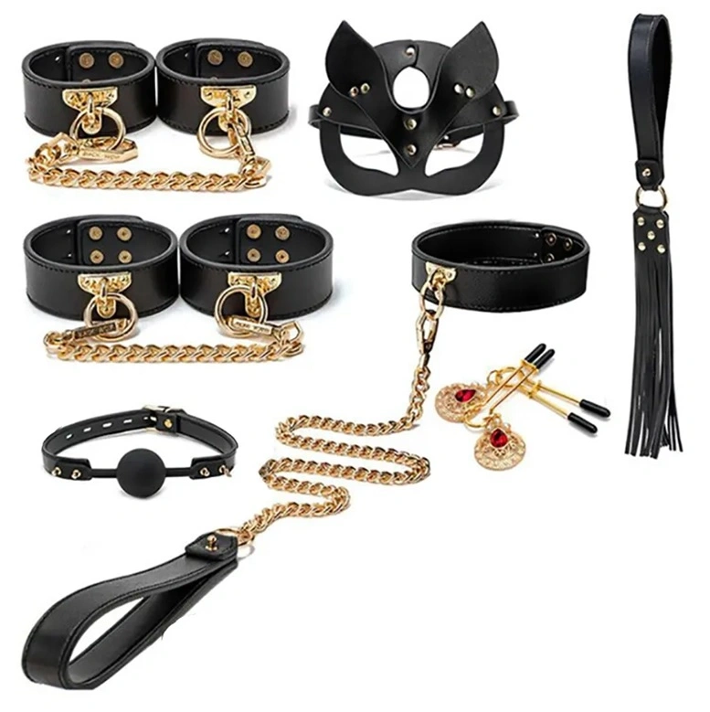 Set BDSM Deluxe 7 Piese, Negru, Guilty T in SexShop KUR Romania