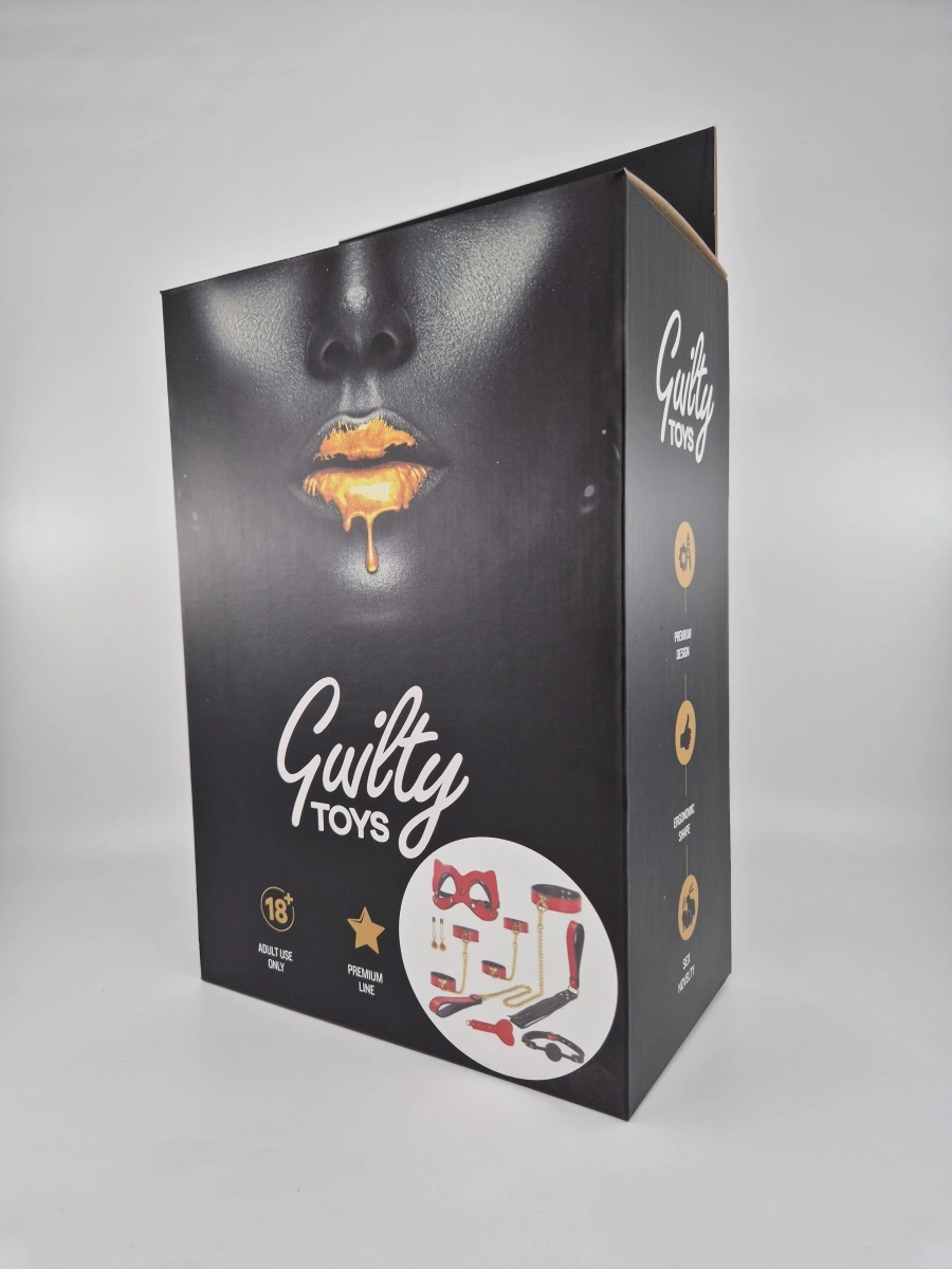 Set BDSM Luxury Cat Woman 8 Piese, Rosu, Guilty Toys, Nr. 2, Erotic24.ro