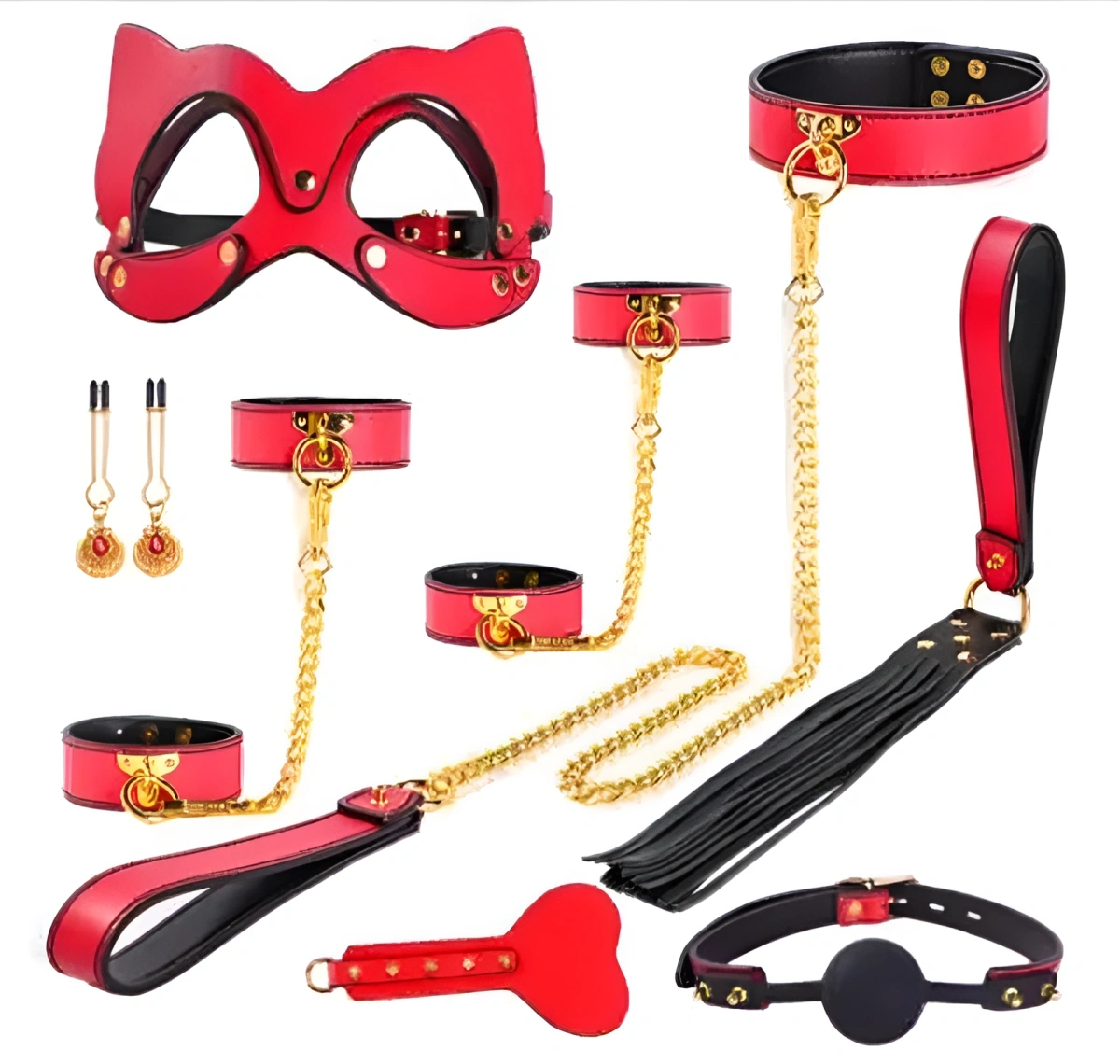 Set BDSM Luxury Cat Woman 8 Piese, Rosu, in SexShop KUR Romania