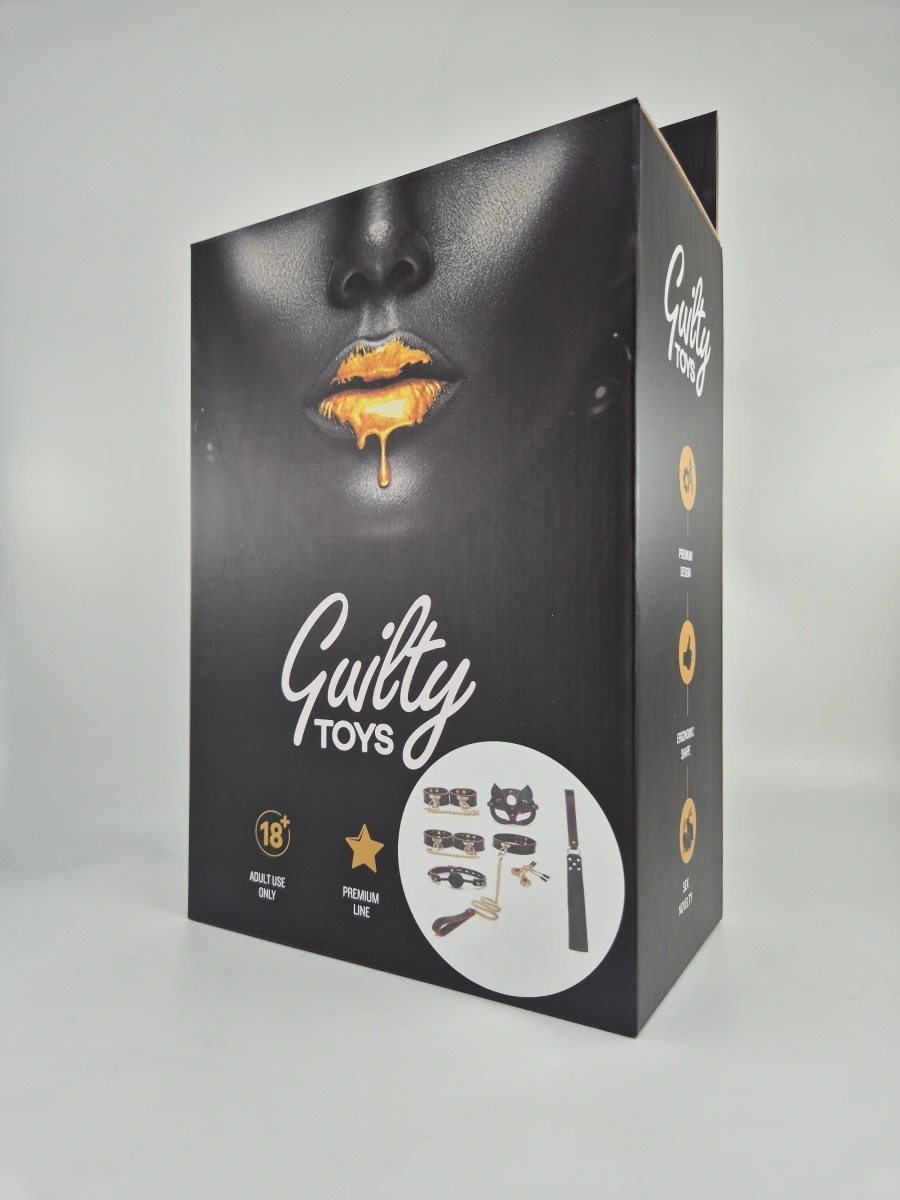 Set BDSM Deluxe 7 Piese, Negru/Rosu, Guilty Toys, #2, Erotic24.ro