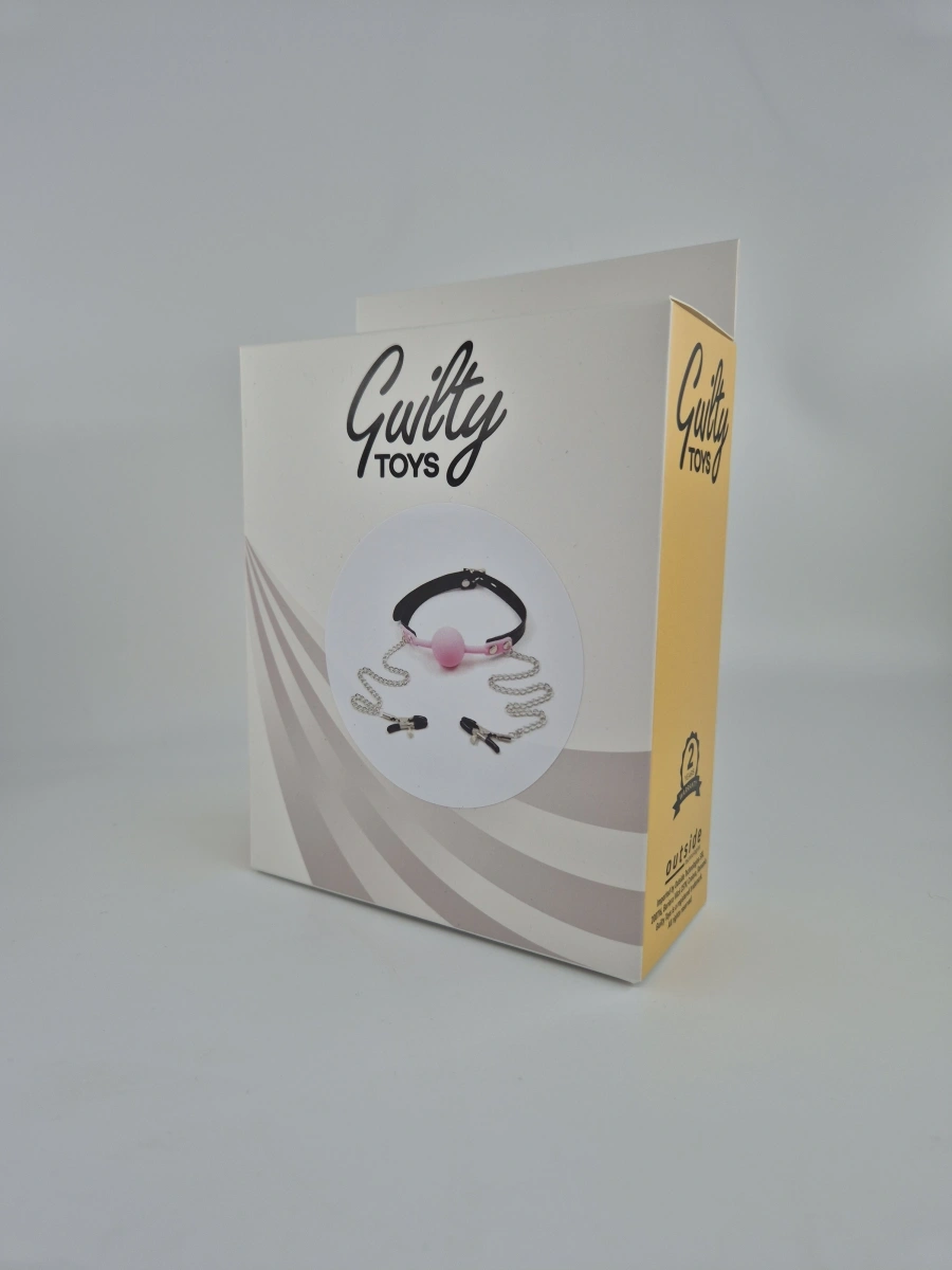 Calus cu Bila din Silicon si Clame de Sfarcuri, Roz, Guilty Toys, #2, Erotic24.ro