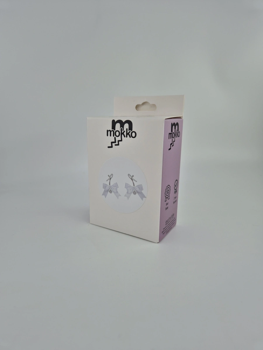 Clame Sfarcuri Cute Bow cu Clopotei, Alb, Mokko Toys, #2, Erotic24.ro