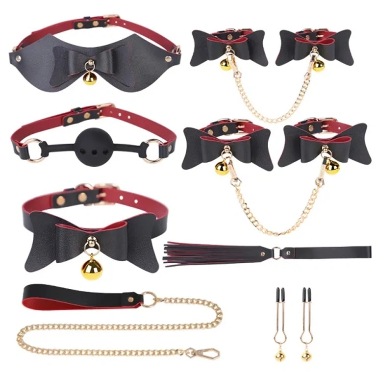 Set BDSM Lady Black 7 Piese, Negru/Rosu, Guilty Toys