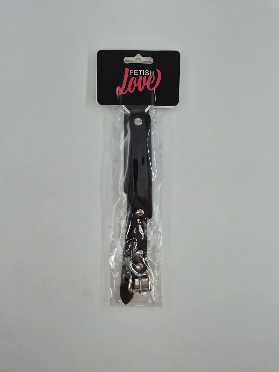 Choker Fetish Love cu Inel Metalic, Negru, Nr. 2, Erotic24.ro