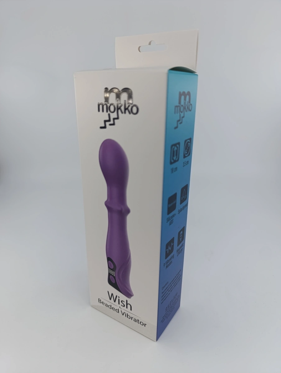 Vibrator Wish, Ecran LCD, 27 Moduri Stimulatoare, Silicon, USB Magnetic, Mov, 18 cm, Mokko Toys, Nr. 6, Erotic24.ro