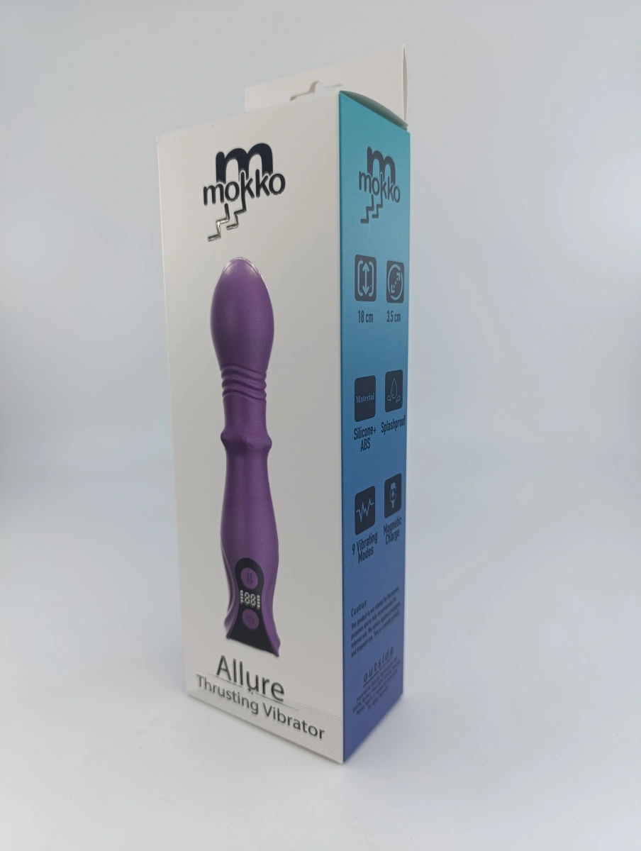 Vibrator Allure, Ecran LCD, 18 Moduri Stimulatoare, Silicon, USB Magnetic, Mov, 18 cm, Mokko Toys, #4, Erotic24.ro
